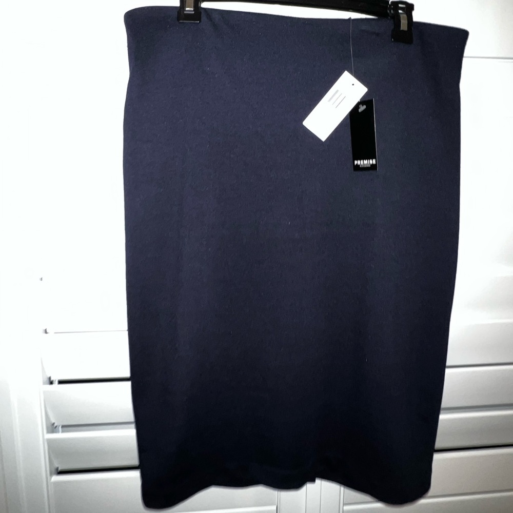 Promise Blue Knee-Length Pencil Skirt for Work